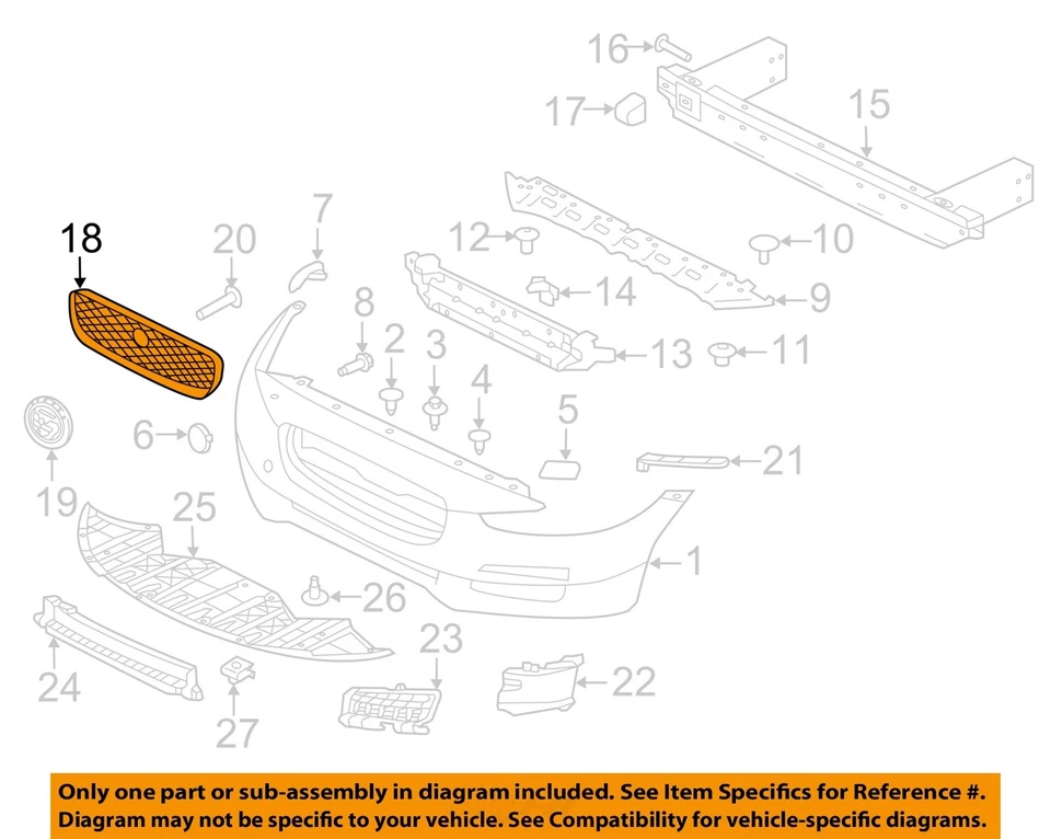 Used Upper Grille fits: 2017 Jaguar Xe upper Base Upper Grade A - Image 3 of 4