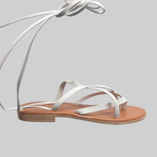 Sandali alla schiava Infradito Laccio Estivi Bassi Bianco Made in Italy