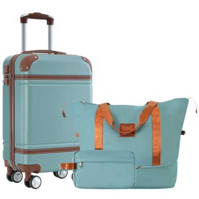 20 IN Hardshell Luggage Sets with Bags Carry-on Suitcase Double Spinner Wheels