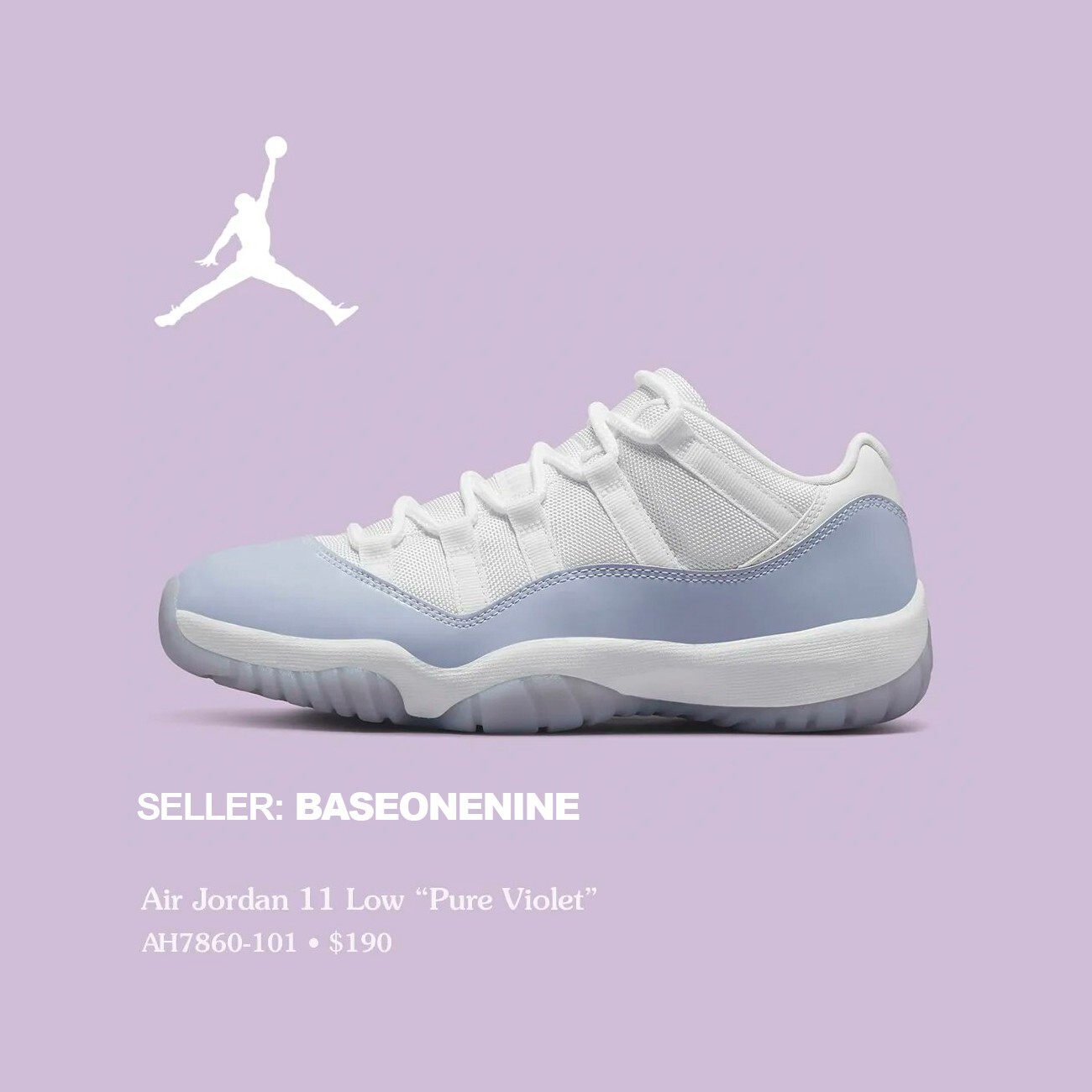 Nike Air Jordan 11 Retro Low u0026#034;Pure Violetu0026#034; AH7860-101 Womens Size  9.5 / 8 Y | eBay
