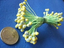 Vintage Millinery Flower Stamen EC10 Flock Yellow Grey