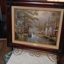 Thomas Kinkade Hometown Evening Framed Signed Numbered Canvas w/ COA 1998