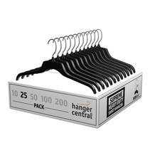 25 Pack Recycled Black Heavy Duty Plastic Shirt Blouse Garment Hangers , 17 inch