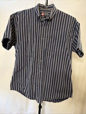 CHAPS Men's Blue Stripe Shirt LG Button Down 100% Cotton