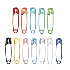 100 PCS Mixed Colored Safety Pins - 28mm / 1.1 Inch - Size 1 Multiple Colour