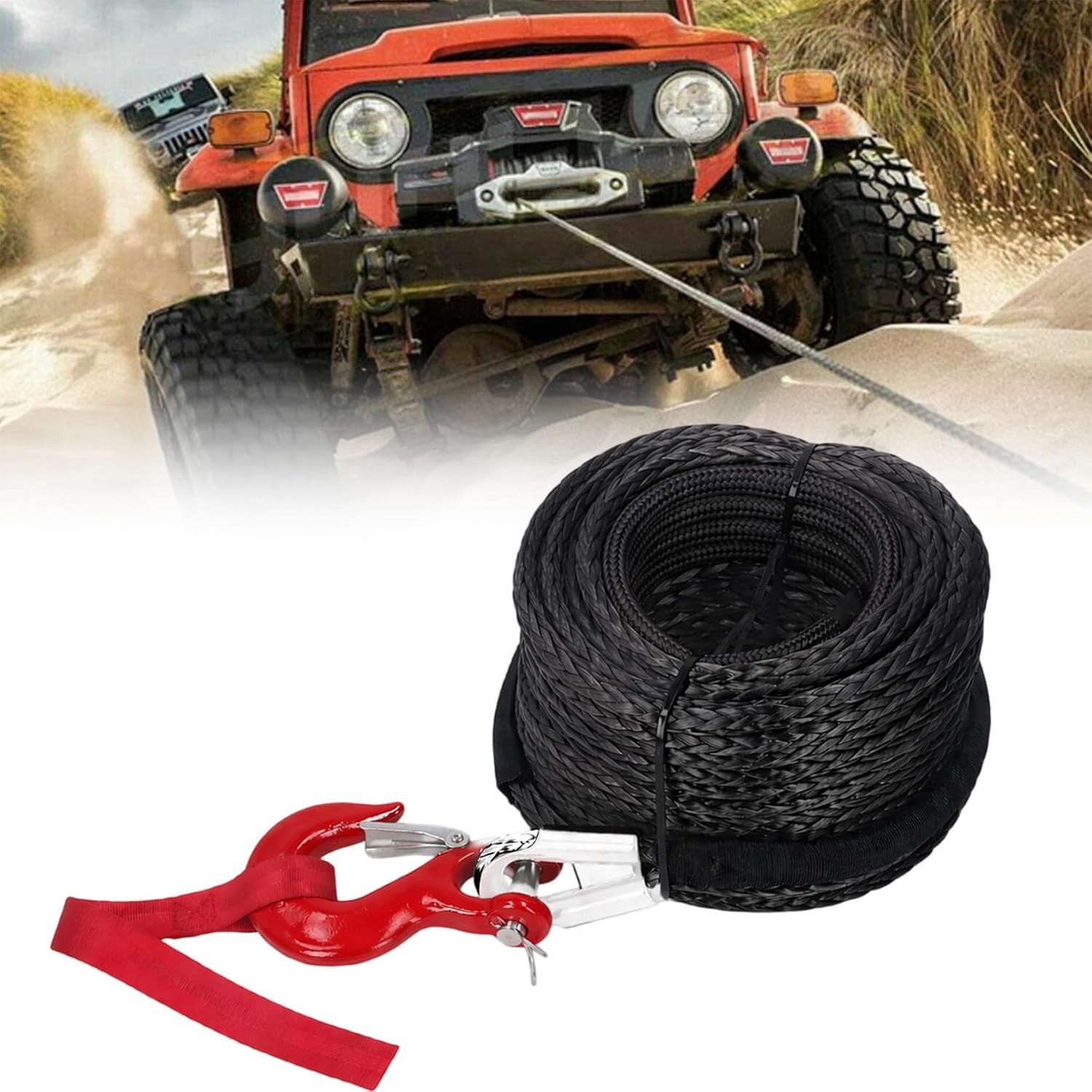 Corde de treuil 8mm Kensbro 12 torons anti-abrasion pour traction 4x4 sécurisée