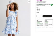 Bonnie Jean Girls Pinafore Dress and Hat Size 12 Floral Blue