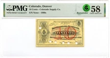 1894 10 Cents Denver, Colorado Obsolete Note Colorado Supply Co PMG AU-58 GCC