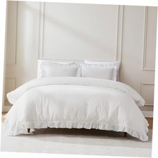 - Duvet Cover Set, 3-Piece Cotton Bedding with Matching Shams, Contrast Edge