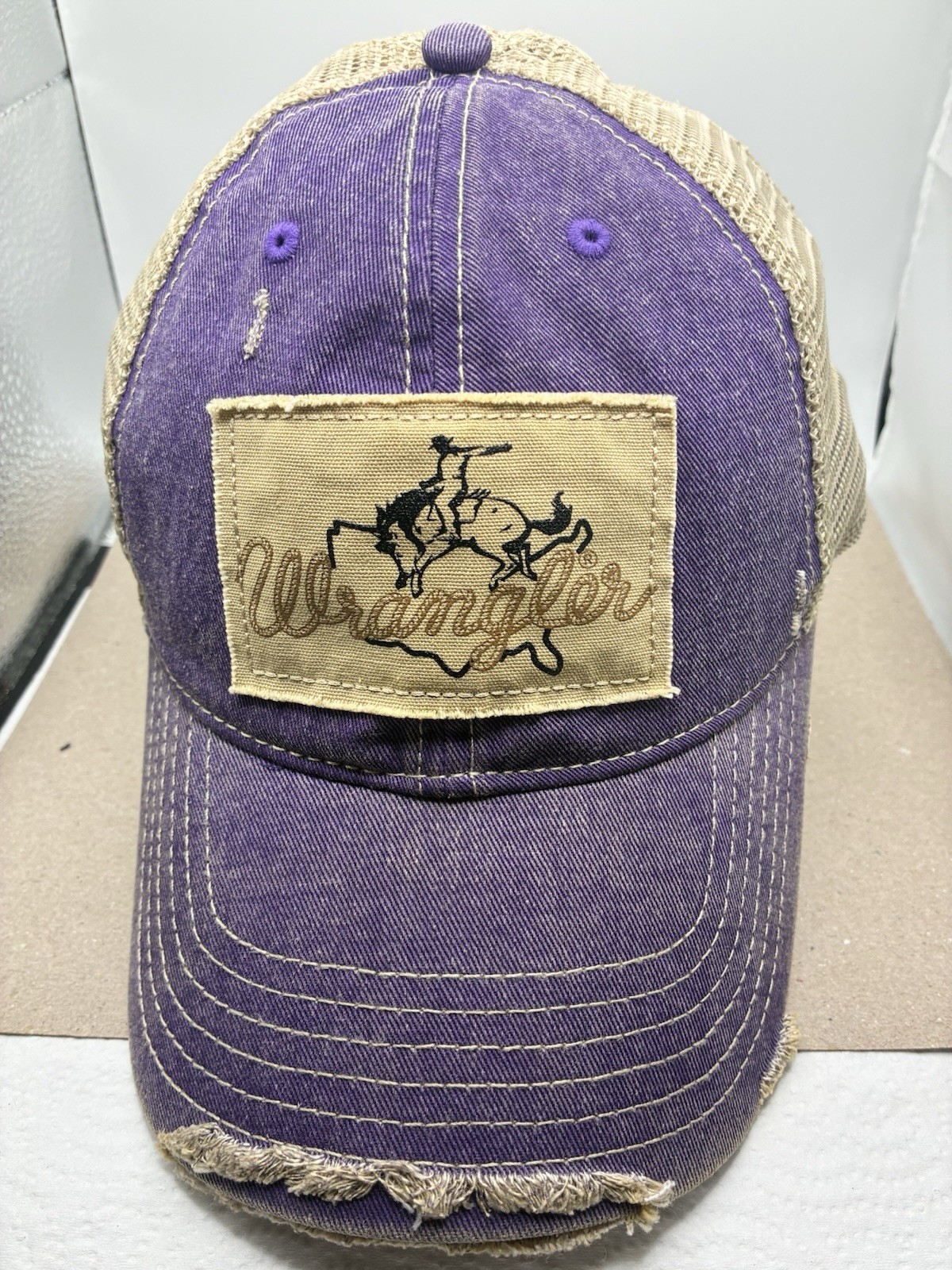 Wrangler Texas Patch Snapback Hat Distressed Purp… - image 1