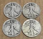 LOT OF 4 - 90% Silver Walking Liberty Half Dollar Circulated 1917 1920 1936 1944