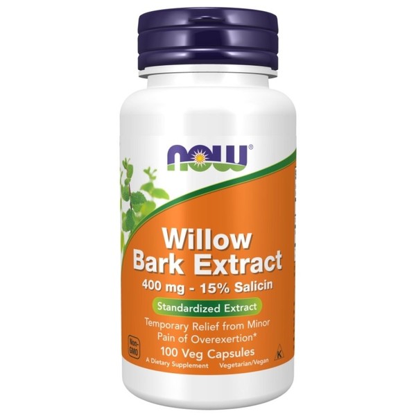 Now Foods Weidenrinde Willow Bark Extract 400Mg, 100 Caps, 15% Salicin-image