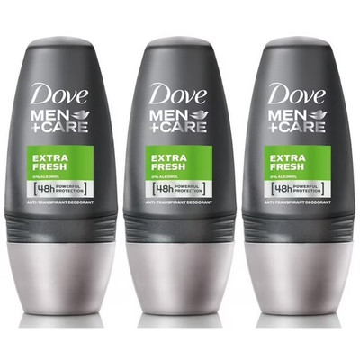 Dove Men+Care Extra Fresh 48H Antiperspirant Deo Roll-On 50mL (1.69 oz) 3 pack