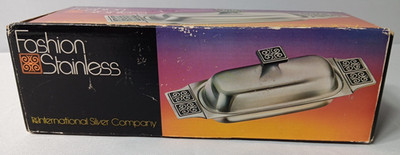 International Silver Co. Fashion Stainless Vintage Butter Dish Mid Century