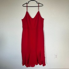 Banana Republic Red Midi Dress Size 20 Slip Dress Ruffle Hem Wedding Guest