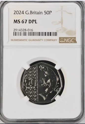 3/0 TOP POP - 2024 Great Britain Salmon 50 Pence King Charles NGC MS67 DPL