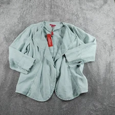 Monsoon Jacket Womens UK 12 Light Green Teal Open Front Casual With Tags Linen