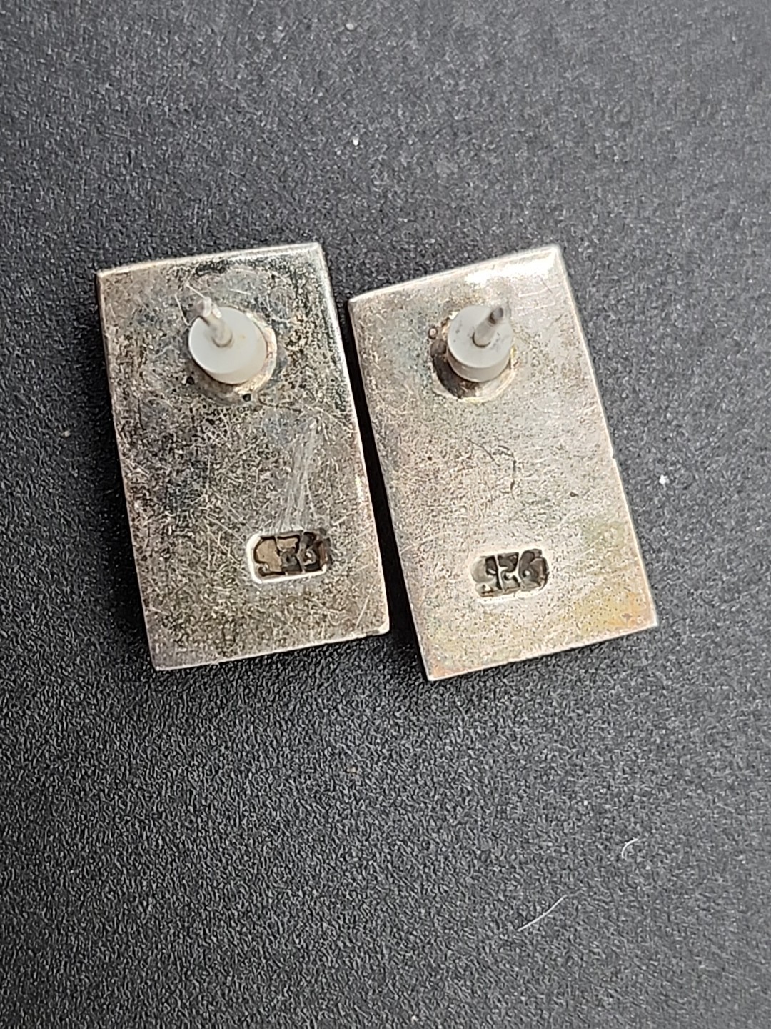 16 Garnet 925 Marked Silver Rectangular Grid Post… - image 5