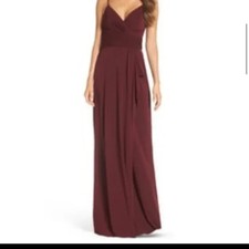 Amsale Celina Sleeveless Maxi Dress In Burgundy. Size 4