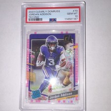 2023 Panini Clearly Donruss Jordan Addison #70 Pink Disco Techno/10 PSA10 #match