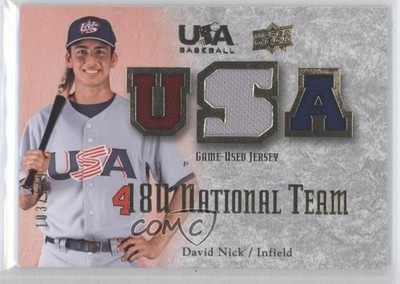 2008 USA Baseball Teams 18U National Team Game-Used Jersey /179 David Nick k0f