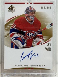 Carey Price Future Watch Auto 2007-08 SP Authentic Rookie /999