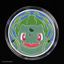 1 oz Silver Pokemon Colorized Bulbasaur Round | Gotta Catch 'Em All