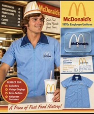 VTG 1973 McDonald  s Employee Uniform Shirt L Blue Ottenheimer USA Costume