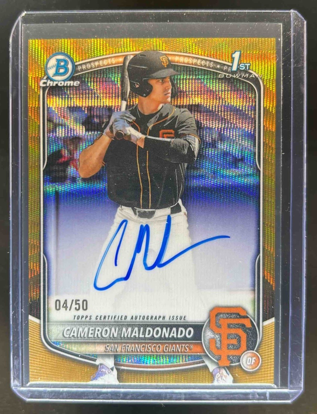 2025 Bowman Draft Cameron Maldonado Chrome Auto Gold Wave Refractor 1st #/50