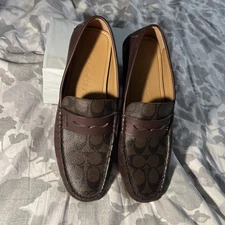 Coach Mott Driver Signature Loafers Brown Moc Toe Men’s Shoes Size 10D