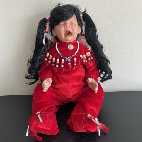 LouAnn Paul Native American Indian Crying Baby Doll Collectible 20in Vtg 1995