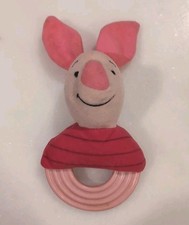 Vintage 1994 Disney Piglet Teether Plush Teething Ring 6" Vintage Baby Toy