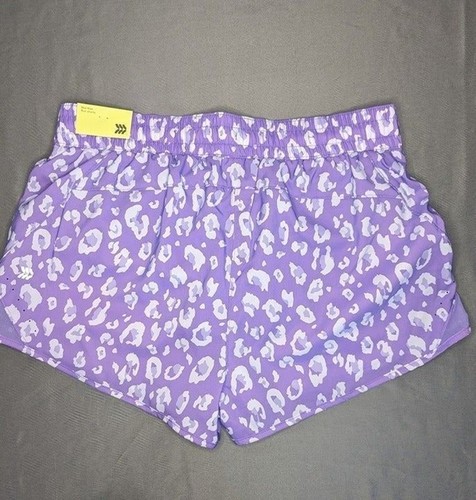All in Motion Damen-Laufshorts lila Leopardenmuster mittelhoher Bund Small - Bild 2 von 5
