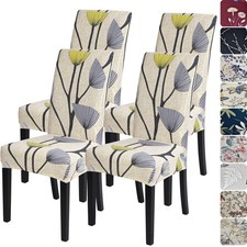 Stretch Printted Chair Covers Slip Covers Washable Dining Room Chair Protector