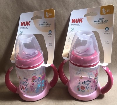 2 Pack NUK Learner Cup 100% Spill Proof 5oz Pink