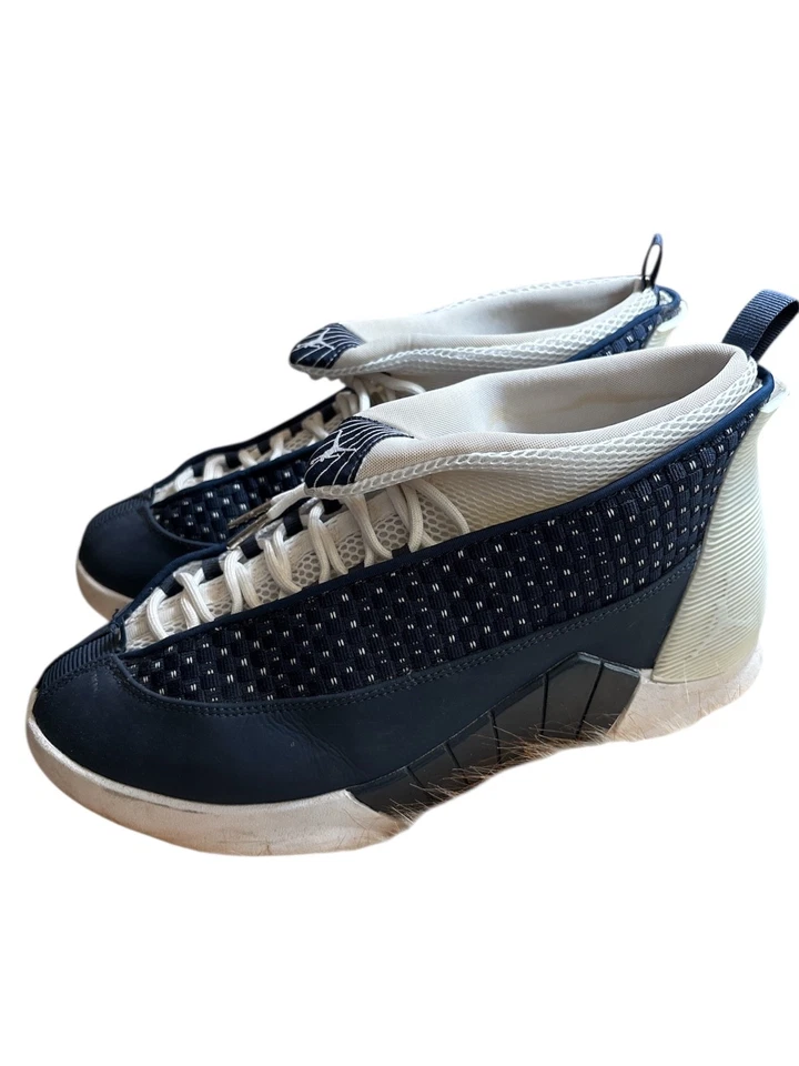 Hombre Talla 12 - Air Jordan 15 Retro 2017 Obsidiana Blanco Azul Marino Cuero (881429-400) Foto 4 de 4