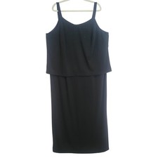 Alex Evenings Womens Black Beaded V-Neck Mock Two Piece Gown 22W Formal Event