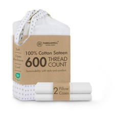 Home Linen Standard Pillowcase - 100 Pure Cotton 600 Thread Count, 2 Piece S...