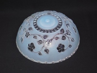 Vtg 3 Hole Frosted Glass Blue Floral Ceiling Light Shade 10.25''