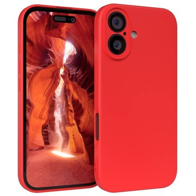 Handyhülle für Apple iPhone 16 Silikon Coating Cover TPU Schutz Handy Case Rot