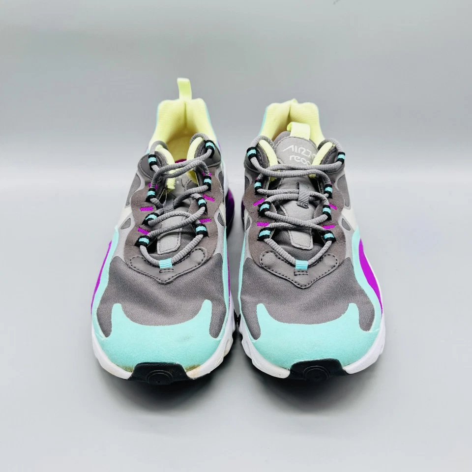 Nike Zapatos Niños 7 Mujeres 8.5 Gris Púrpura Air Max 270 React Tenis Entrenadores Foto 3 de 4