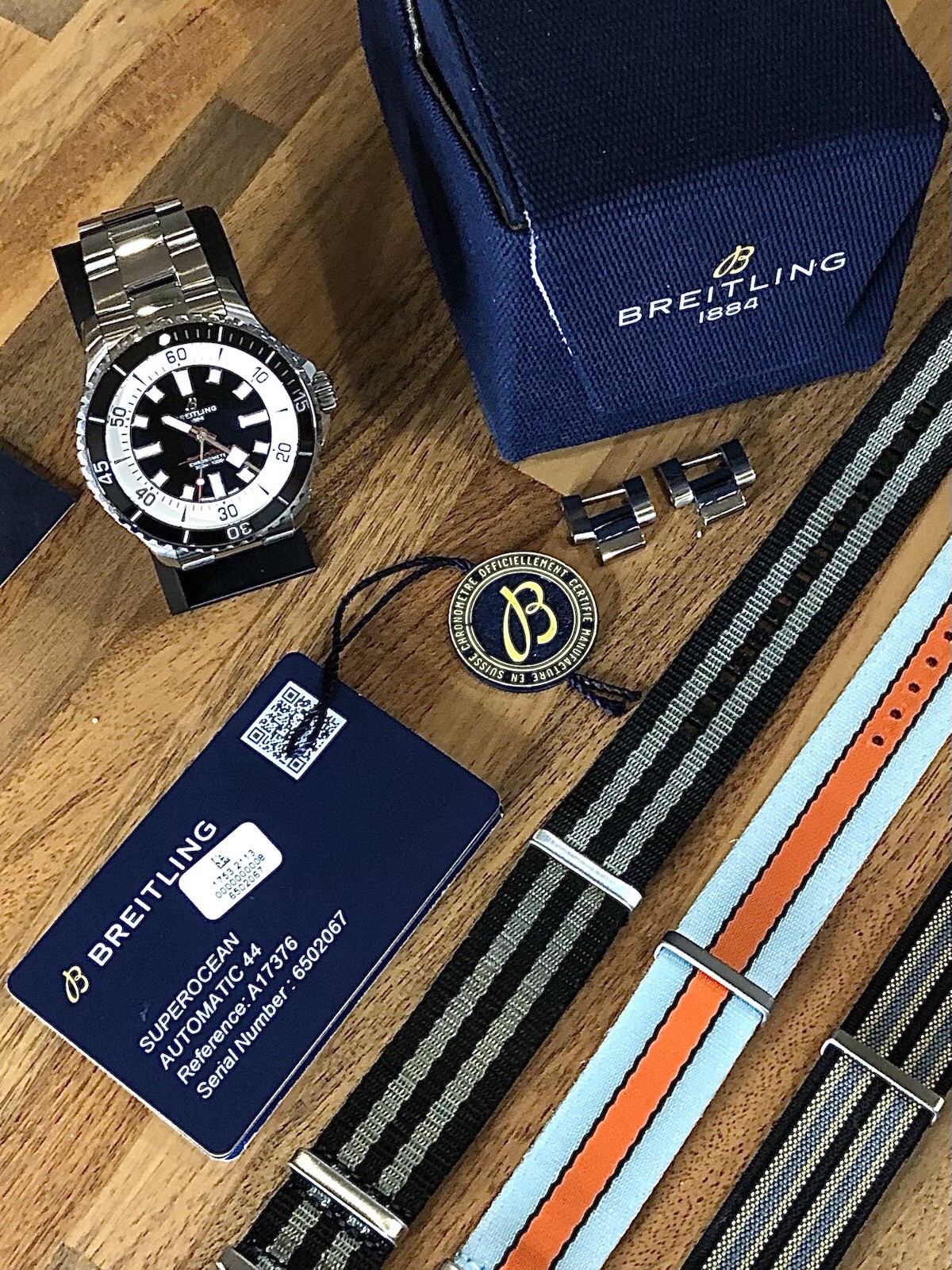 Breitling Superocean Black & White Dial 44mm Automatic A17376211B1A1 Nato straps
