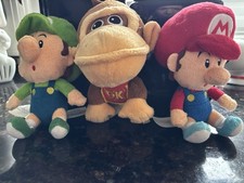 Nintendo Lot of 3 Super Mario Plush Dolls Mario Luigi Donkey Kong Washable