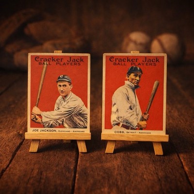 Vintage Style Card Art   Ty Cobb & Joe Jackson 1915 Cracker Jack Reproductions