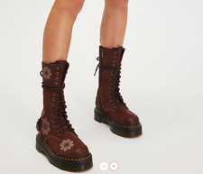 Dark Brown DR. MARTENS 1B99 DUNNET FLOWER E.H Suede PLATFORM BOOTS RARE FIND