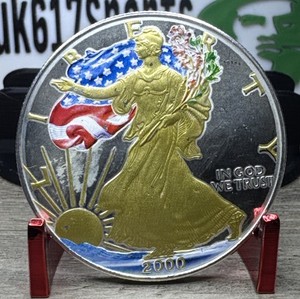 2000 U.S. Mint ASE Colorized 1 oz Silver Coin 24k Gold Gilded 🚀🚀💰