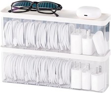 Charger Cable Cord Storage Organizer Box - 2 Pack With Lid - Easy Storage