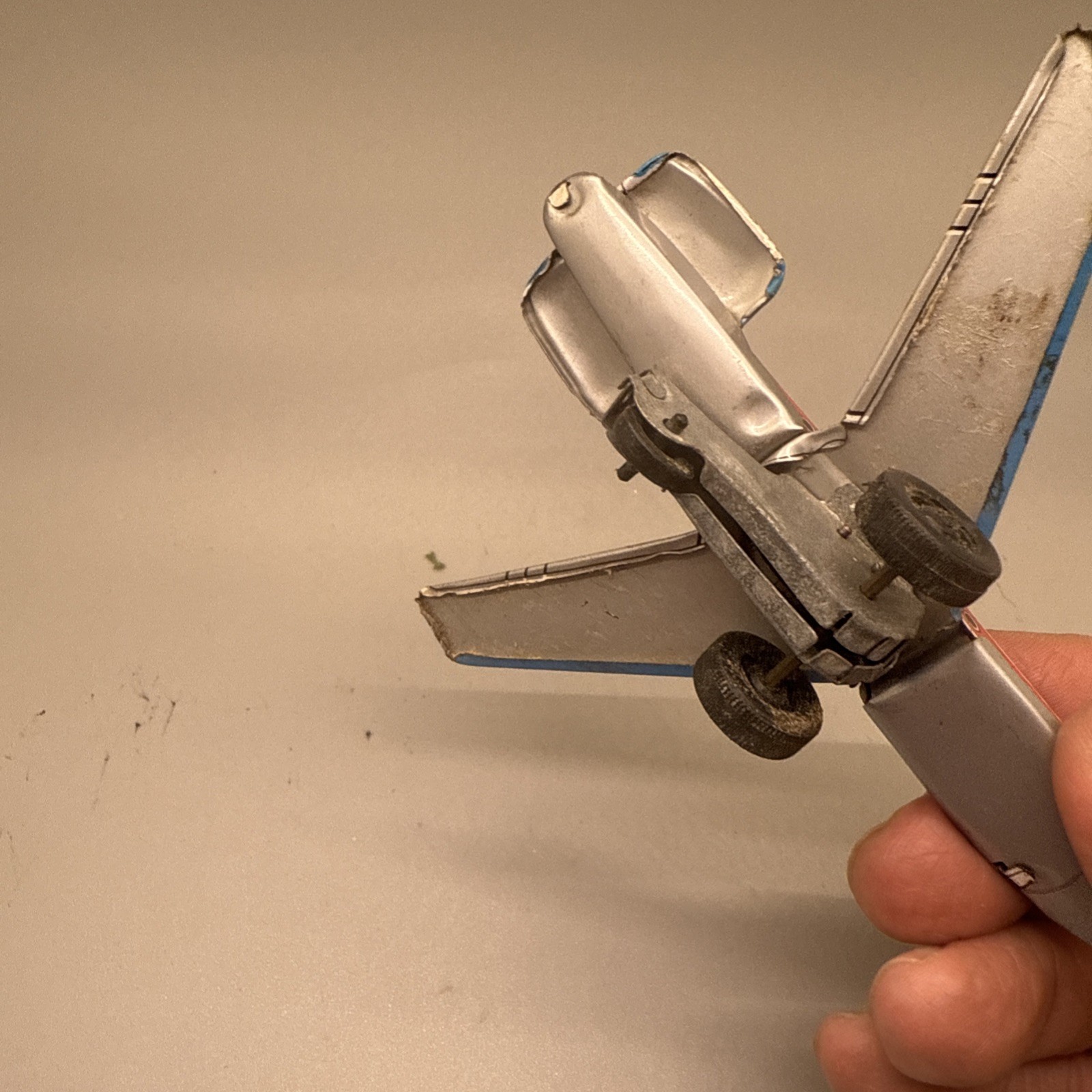 Vintage Japan Tin Litho Friction Airplane 5" TWA Boeing 727 Plane