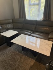 Marvel Coffee Table White Ceramic Top Black Iron Legs + Side table set RRP 1000