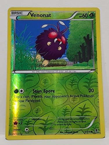 Venonat 1/119 Reverse Holo Phantom Forces 2014 Pokemon TCG
